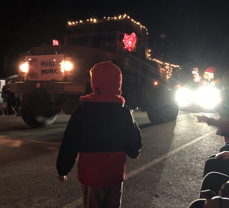 Festive Deuce and a Half at a local holiday parade.
